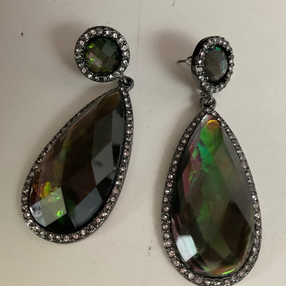 Faceted Faux Labradorite Drop Earrings - Picture 1 of 4